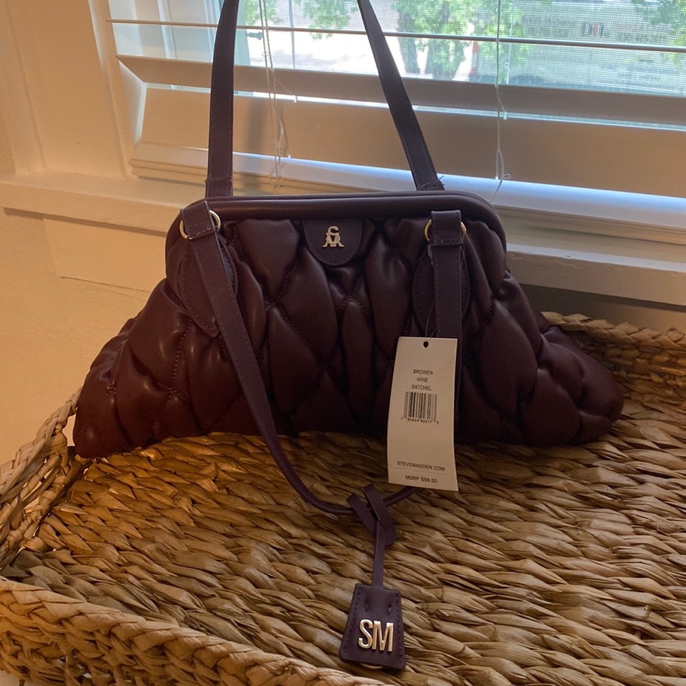 NWT: Steve Madden Brown Wine Satchel Magnetic Close